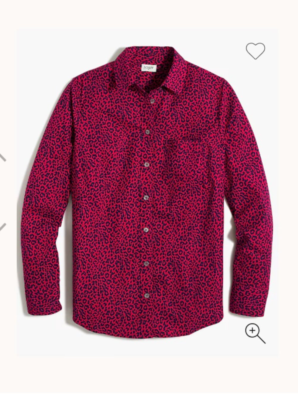 J. Crew Button Up Stretch Cotton Poplin Hot Pink & Blue Leopard Long Sleeve S